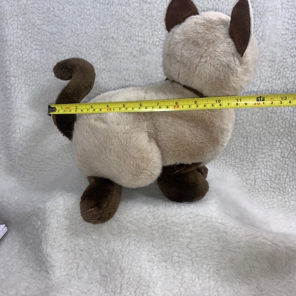 Playful Pals Siamese Cat plush Brown tan 12" satin bow red bell Mervyn's - Picture 3 of 12